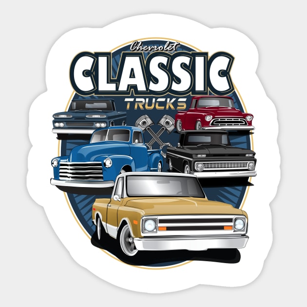 Chevrolet C10 Pickup Trucks Chevy truck 67-72 Sticker by RPM-ART